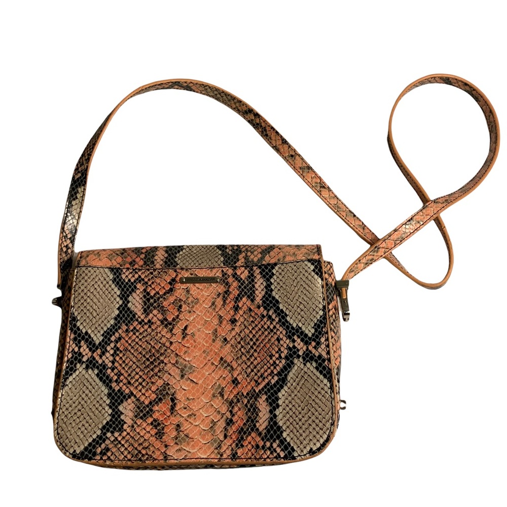 Rebecca Minkoff Orange Pink Python Snakeskin Embo… - image 2